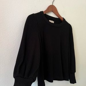 Madewell Brushed Rib Pleat Sleeve Top